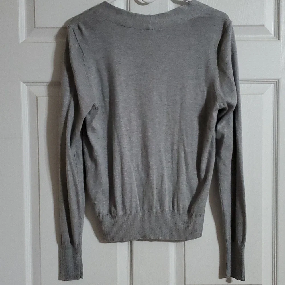 Worthington Gray Open Front Button Cardigan Sweater Cotton Blend Size Large - Picture 5 of 11